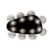 Mesa De Jantar Orgânica Breeze 2,20 X 1,20m 8 Lugares Lâmina Natural De Madeira Preto