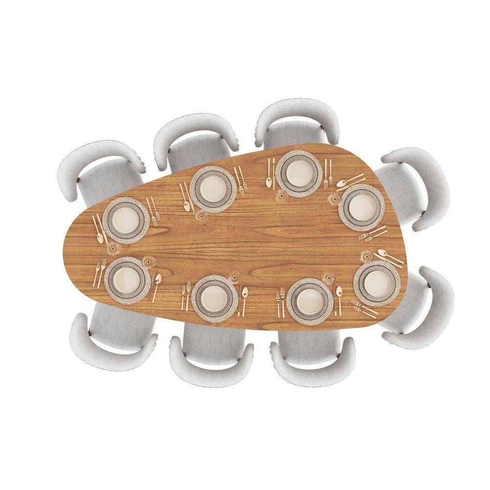 Mesa De Jantar Orgânica Breeze 2,20 X 1,20m 8 Lugares Lâmina Natural De Madeira Mel - 3