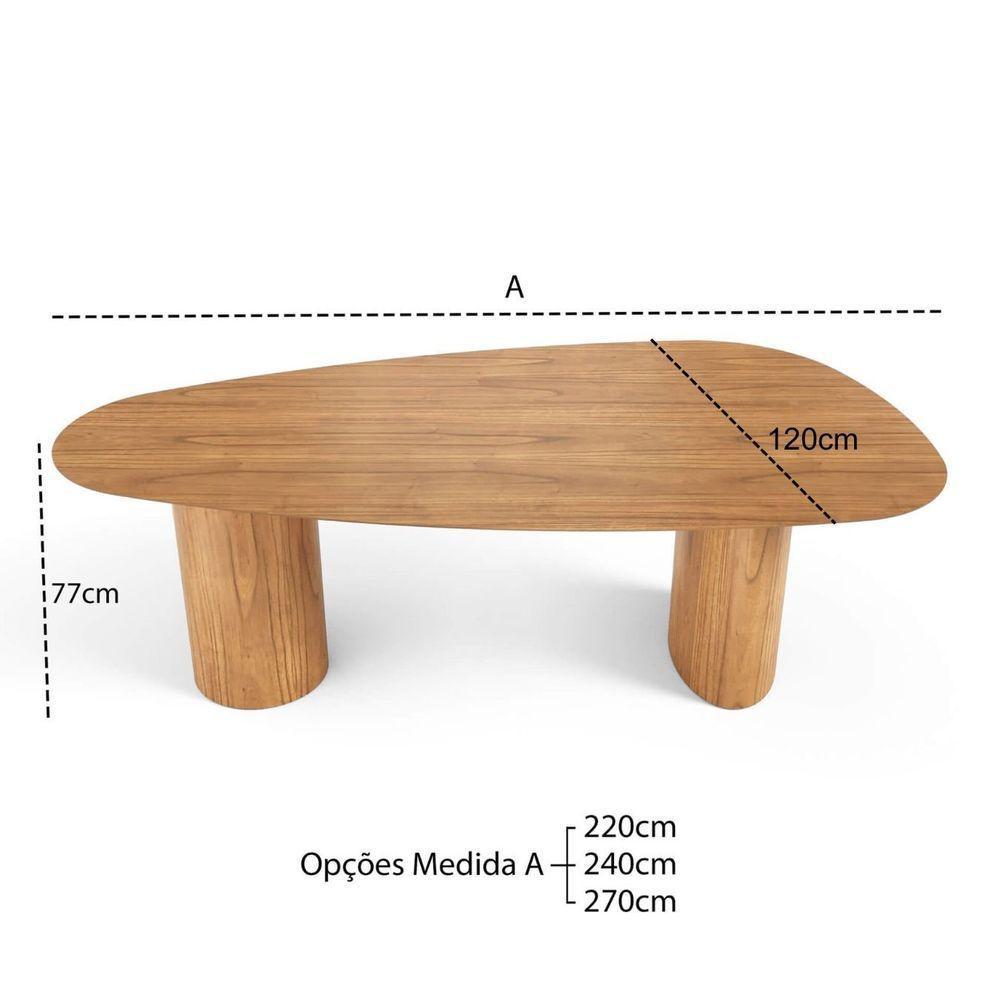 Mesa De Jantar Orgânica Breeze 2,20 X 1,20m 8 Lugares Lâmina Natural De Madeira Mel - 4