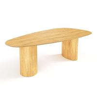 Mesa De Jantar Orgânica Breeze 2,20 X 1,20m 8 Lugares Lâmina Natural De Madeira Damasco