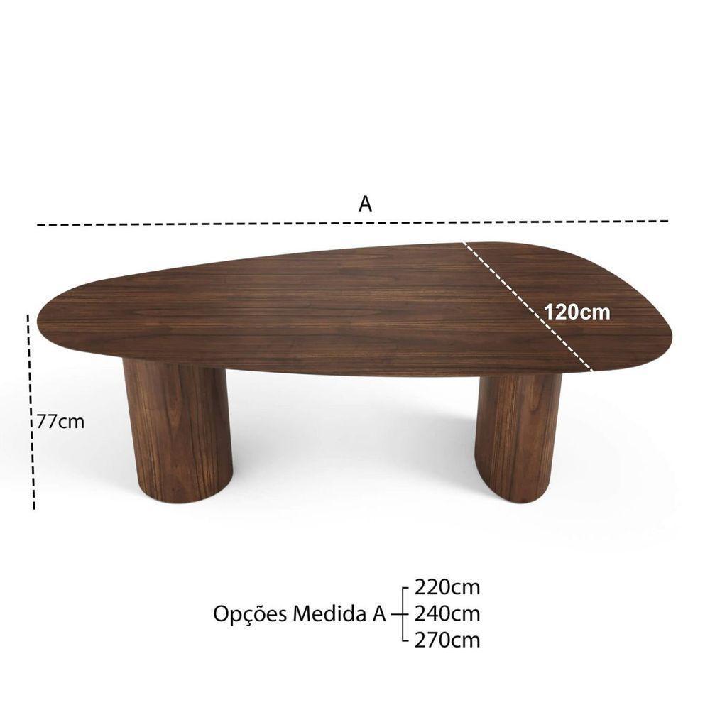 Mesa De Jantar Orgânica Breeze 2,20 X 1,20m 8 Lugares Lâmina Natural De Madeira Castanho - 4