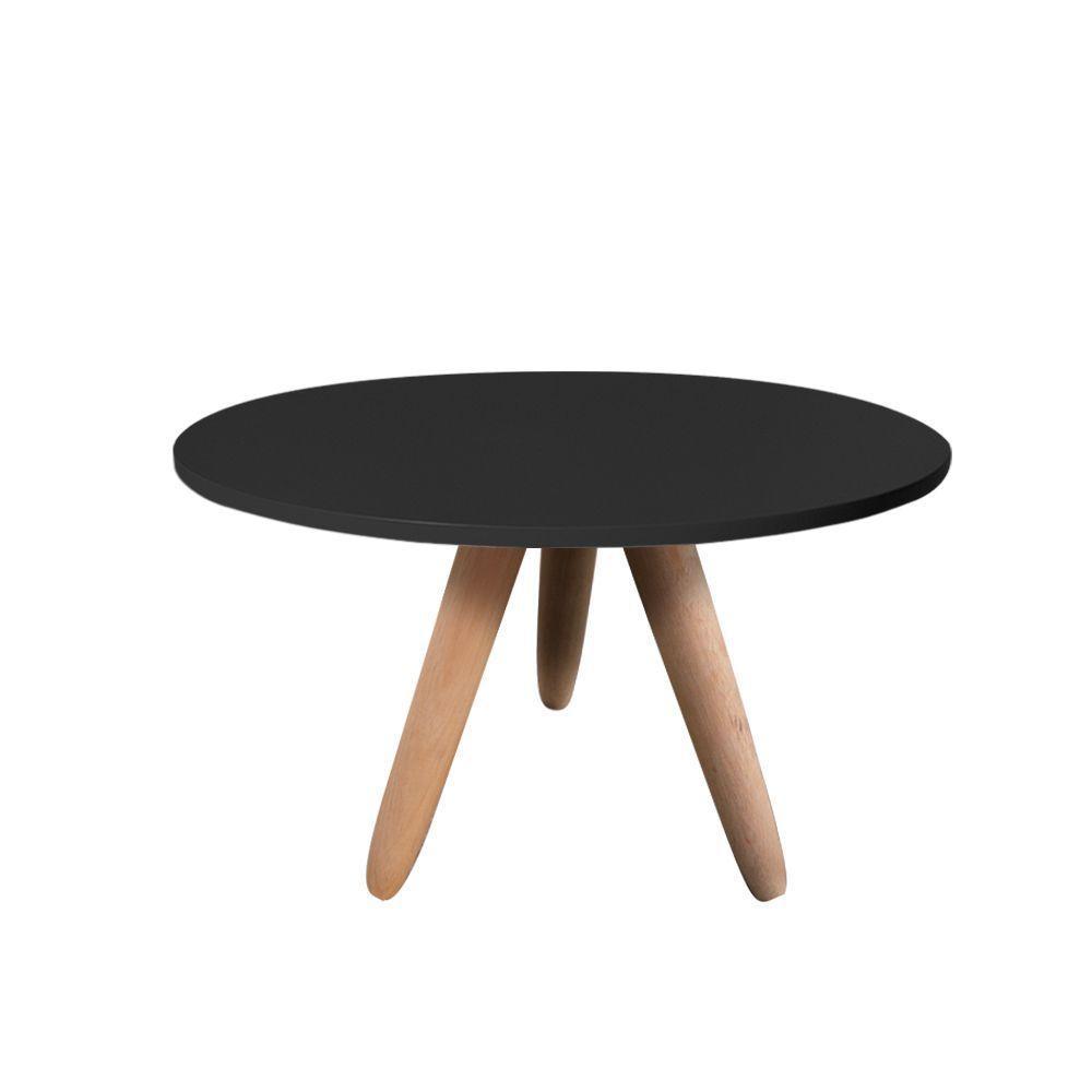 Mesa De Centro Redonda Para Sala Pé De Madeira Retrô Camila B04 - D'rossi Preto - 2