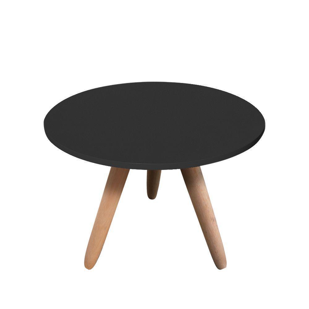 Mesa De Centro Redonda Para Sala Pé De Madeira Retrô Camila B04 - D'rossi Preto - 5