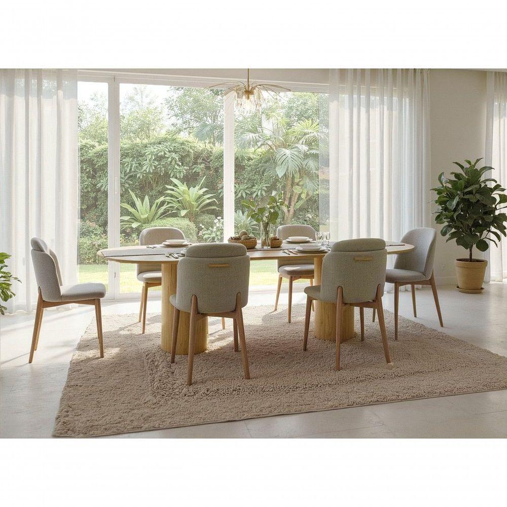 Mesa De Jantar West 200cm X 100cm 6 Lugares Lâmina Natural De Madeira Damasco - 2