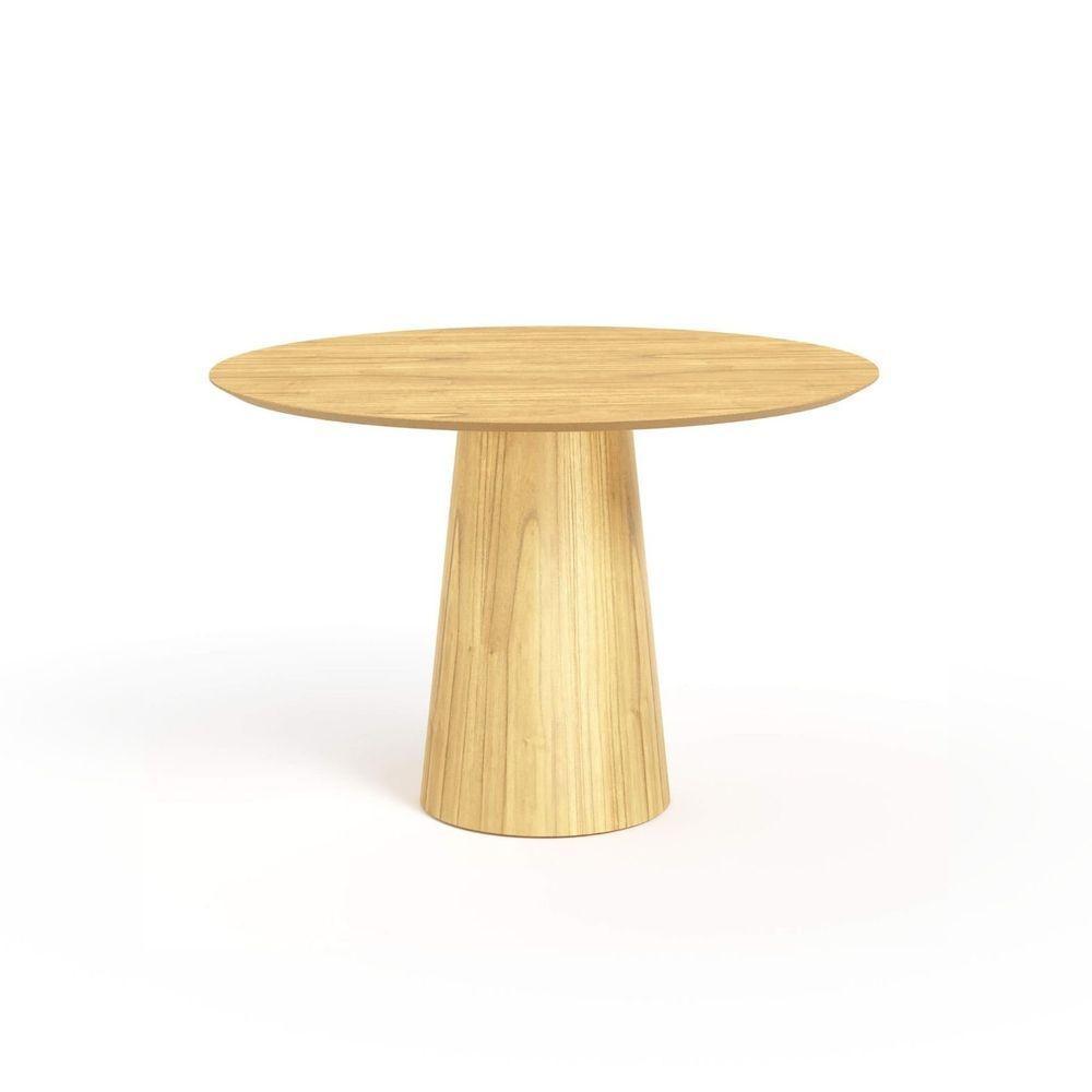 Mesa De Jantar Redonda 120cm Scandi 6 Lugares Lamina Natural De Madeira Damasco - 1