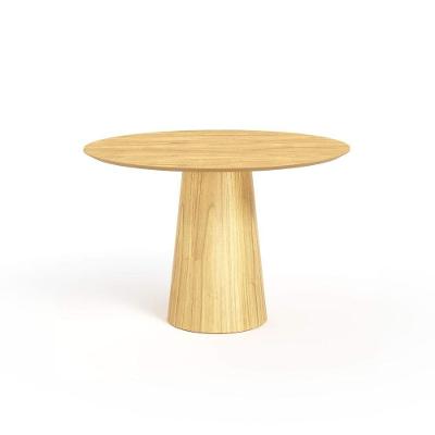Mesa De Jantar Redonda 120cm Scandi 6 Lugares Lamina Natural De Madeira Damasco