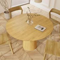 Mesa De Jantar Redonda 120cm Scandi 6 Lugares Lamina Natural De Madeira Damasco - 3