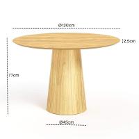 Mesa De Jantar Redonda 120cm Scandi 6 Lugares Lamina Natural De Madeira Damasco - 4