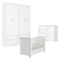 Quarto Infantil 4 Portas Americano Com Berço Tutto New Ambiente Branco Fosco - Matic - 2