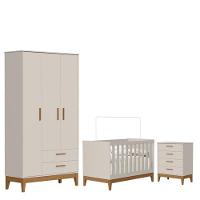 Quarto De Bebê Flip Com Cômoda Gaveteiro Areia Acetinado - Reller - 1