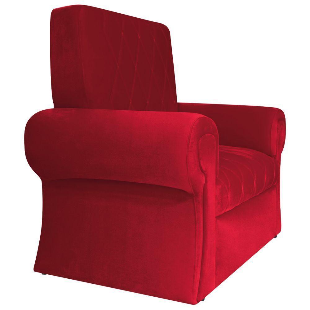 Poltrona Natalina Papai Noel Santa Claus Suede Cor Vermelho - 6