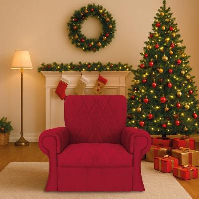 Poltrona Natalina Papai Noel Santa Claus Suede Cor Vermelho