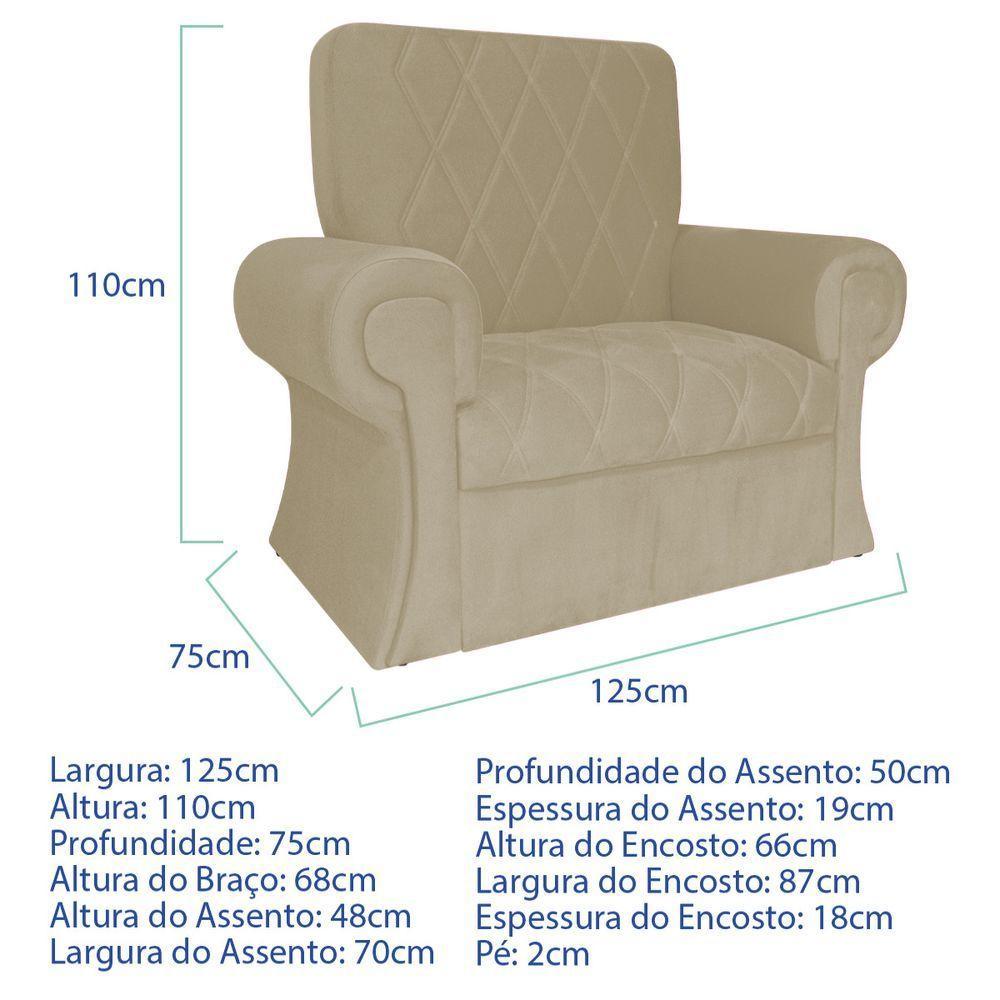 Poltrona Natalina Papai Noel Santa Claus Suede Bege - 3