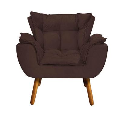Poltrona Odisseia Suede Pés Palito Castanho D'rossi Marrom