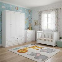 Quarto Infantil 4 Portas Mississipi Com Berço Tutto New Branco Fosco - Matic - 8
