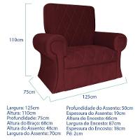 Poltrona Natalina Papai Noel Santa Claus Suede Cor Bordô - 3