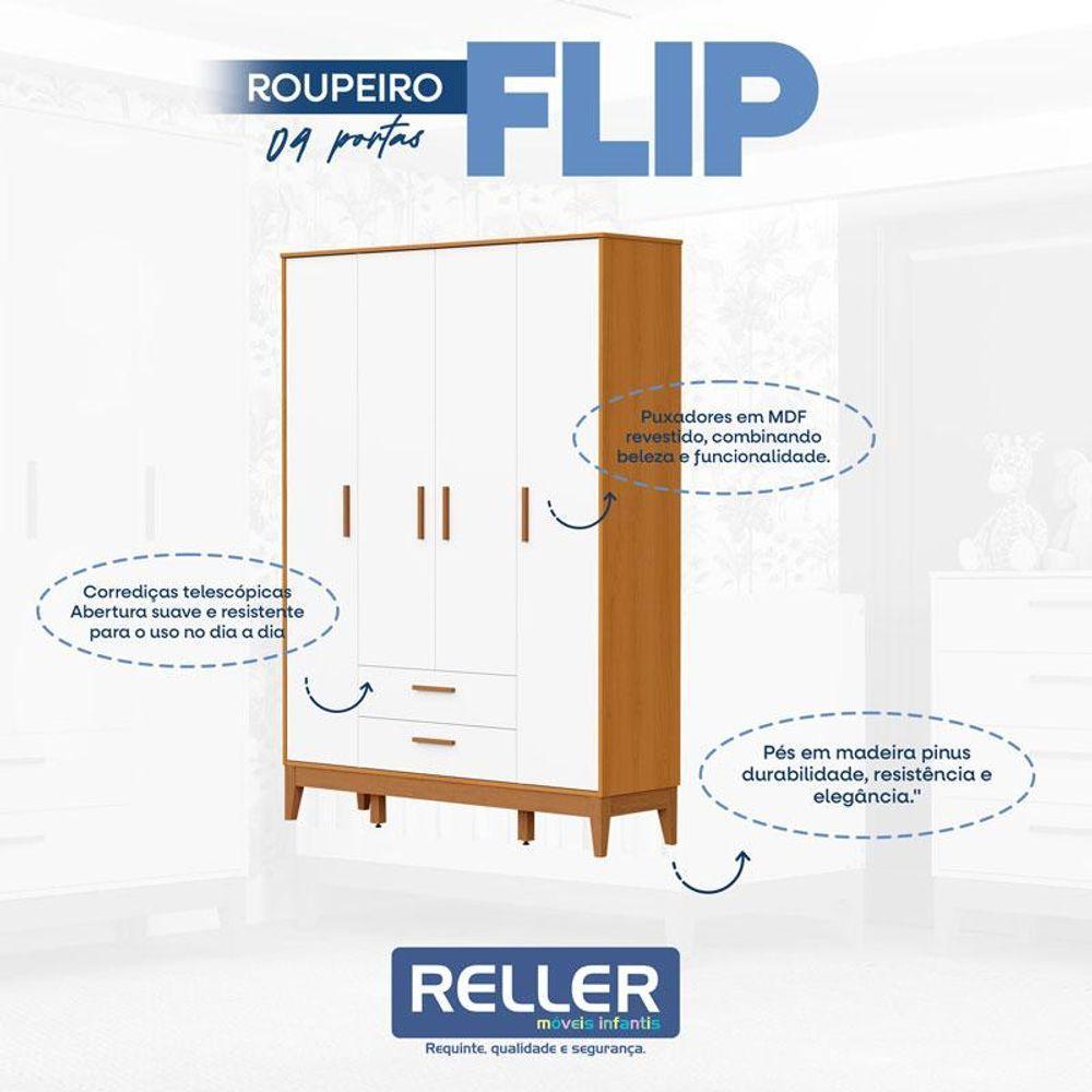 Quarto De Bebê Flip Com Cômoda Sapateira Branco Acetinado Savana - Reller - 2