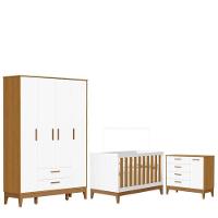 Quarto De Bebê Flip Com Cômoda Sapateira Branco Acetinado Savana - Reller - 1