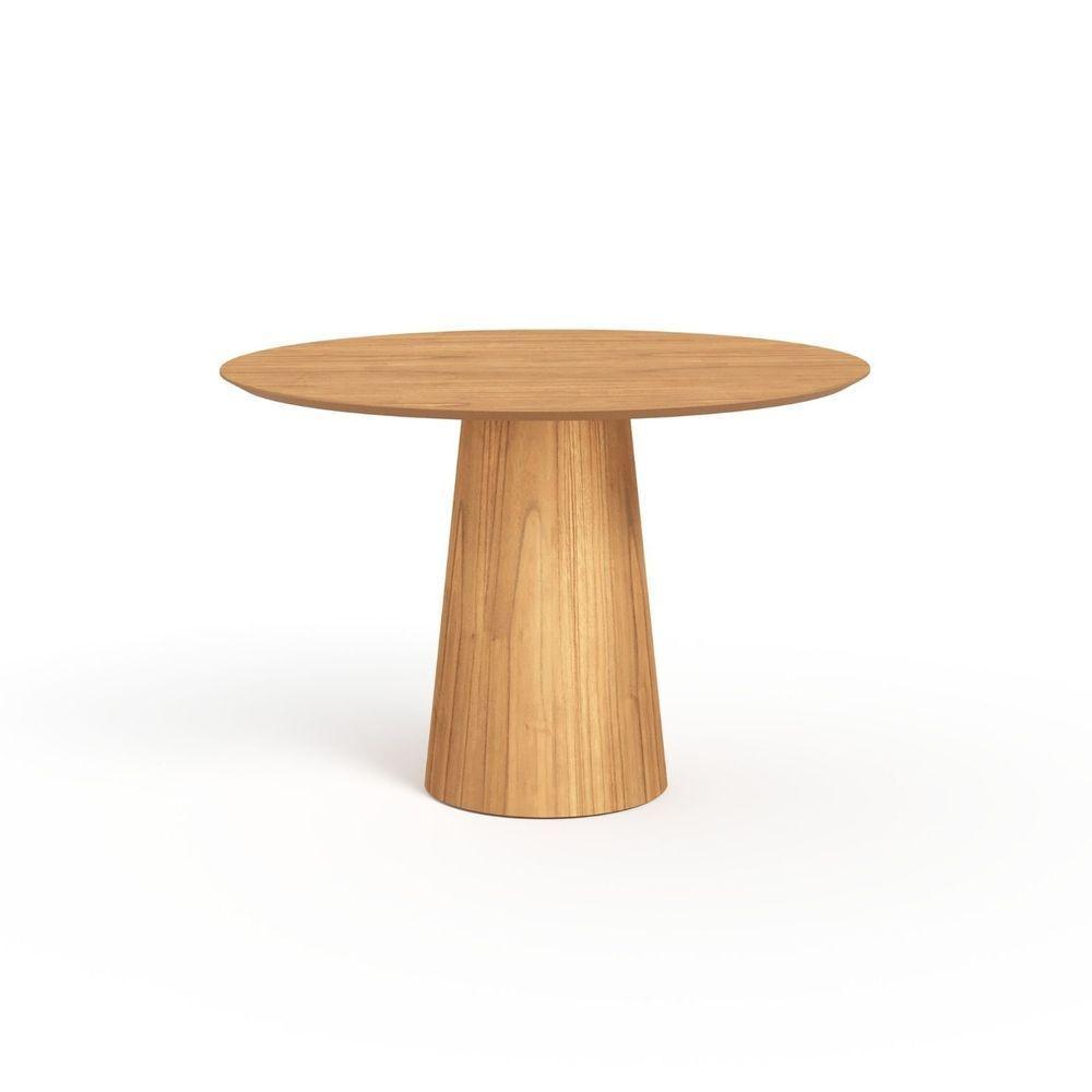 Mesa De Jantar Redonda 120cm Scandi 6 Lugares Lamina Natural De Madeira Mel - 1
