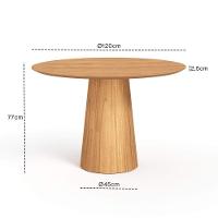 Mesa De Jantar Redonda 120cm Scandi 6 Lugares Lamina Natural De Madeira Mel - 6