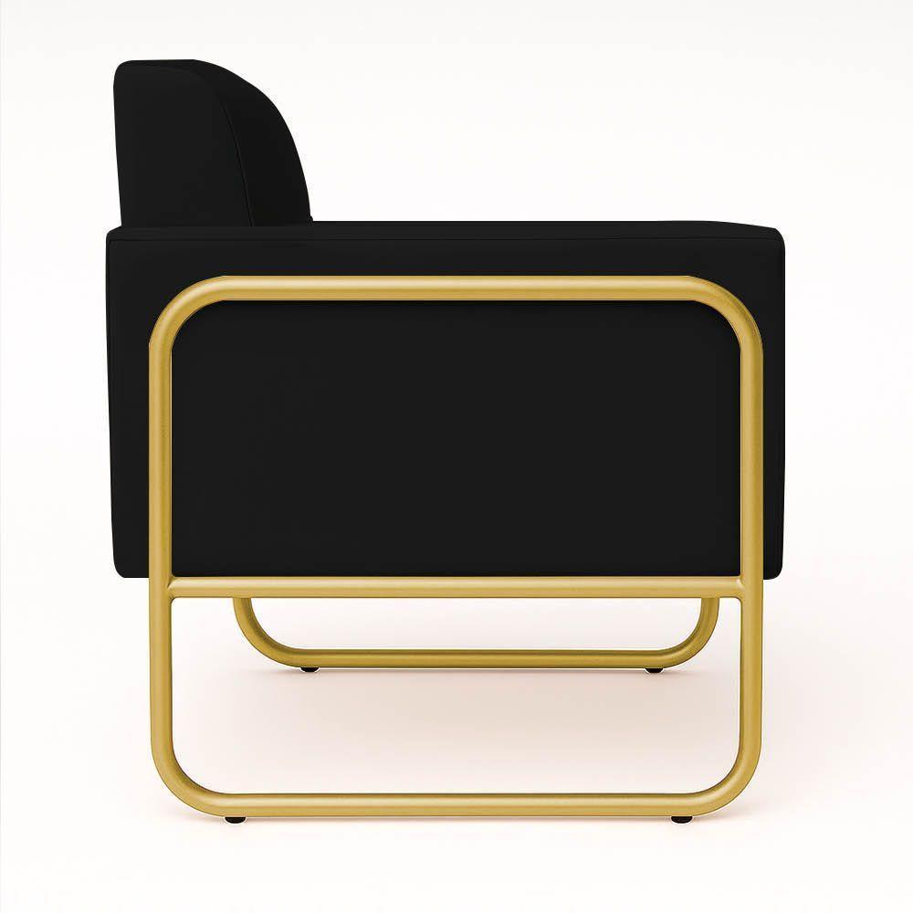 Poltrona Sala Industrial Alta Tubo Dourado Elisa Suede D03 - D'rossi Preto - 6