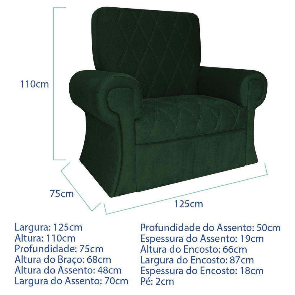 Poltrona Natalina Papai Noel Santa Claus Suede Cor Verde - 7