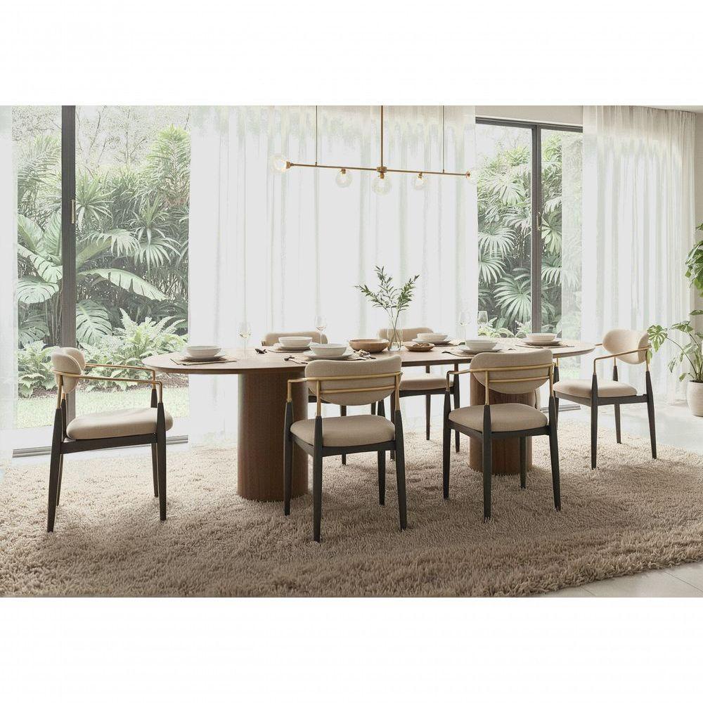 Mesa De Jantar West 200cm X 100cm 6 Lugares Lâmina Natural De Madeira Castanho - 3