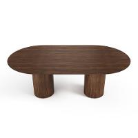 Mesa De Jantar West 240cm X 100cm 8 Lugares Lâmina Natural De Madeira Castanho - 3