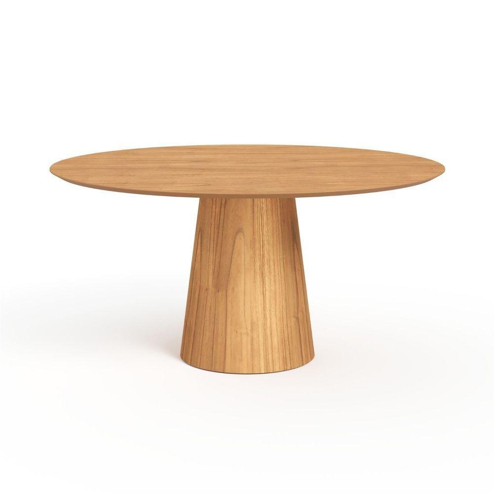 Mesa De Jantar Redonda 160cm Scandi 8 Lugares Lamina Natural De Madeira Mel - 1