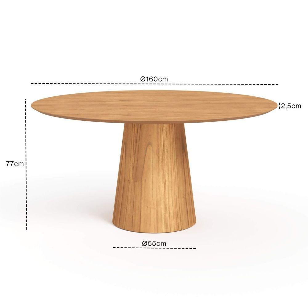 Mesa De Jantar Redonda 160cm Scandi 8 Lugares Lamina Natural De Madeira Mel - 6