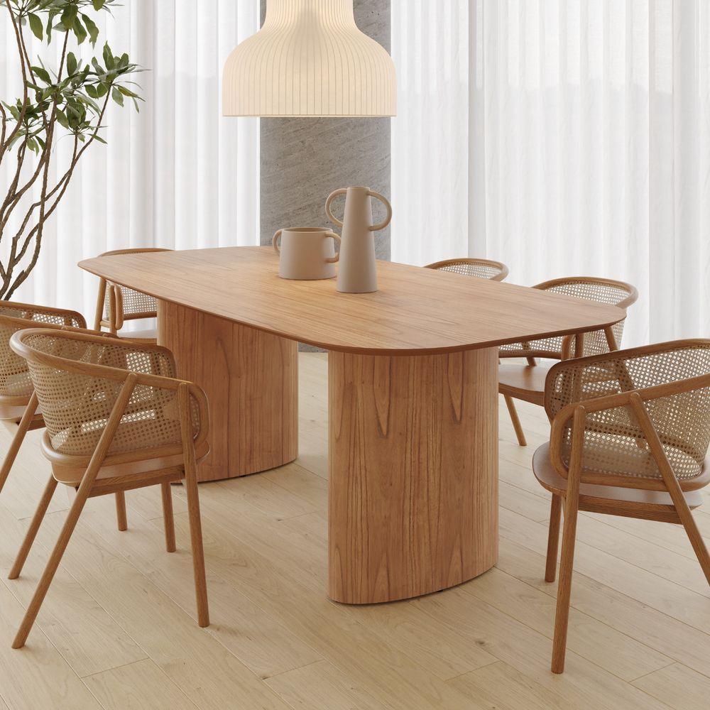 Mesa De Jantar Orgânica Tivoli 220cm X 110cm 8 Lugares Lamina Cinamomo Mel - 2