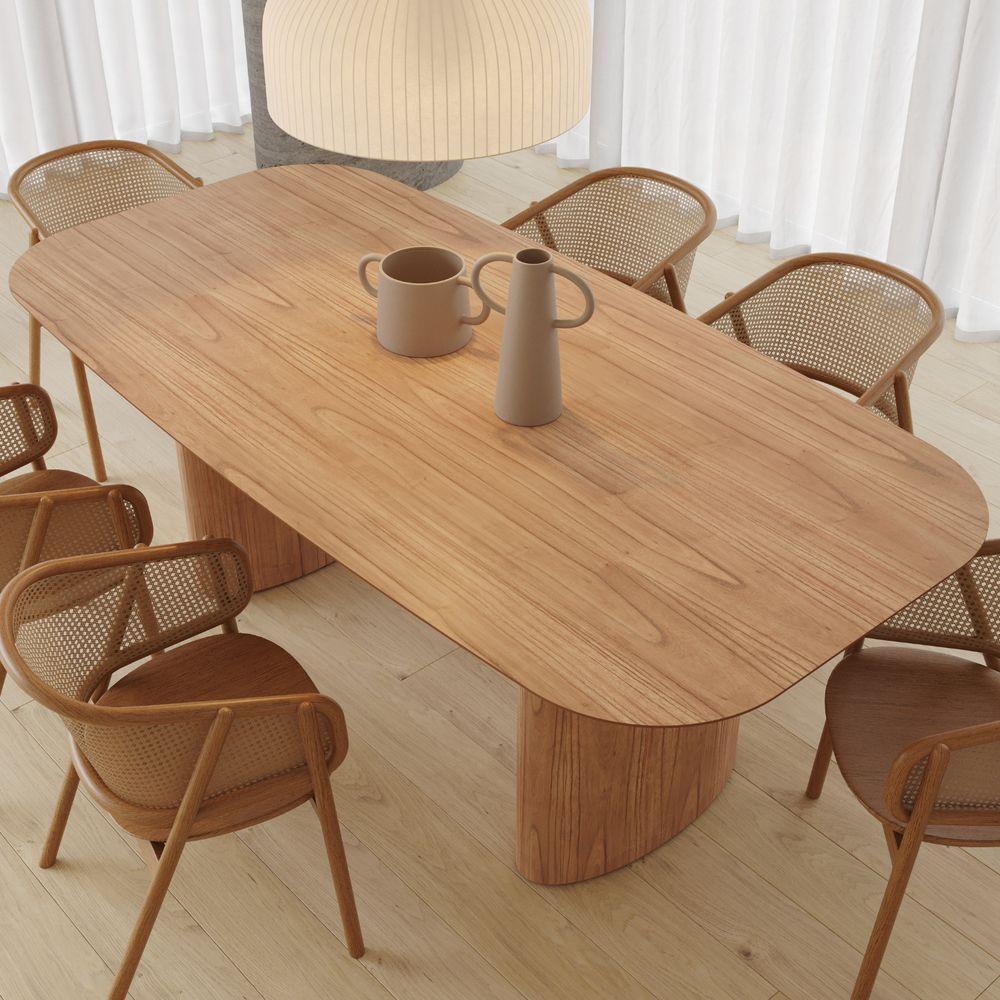 Mesa De Jantar Orgânica Tivoli 220cm X 110cm 8 Lugares Lamina Cinamomo Mel - 3