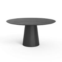 Mesa De Jantar Redonda 160cm Scandi 8 Lugares Lamina Natural De Madeira Preto - 1