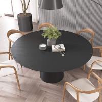 Mesa De Jantar Redonda 160cm Scandi 8 Lugares Lamina Natural De Madeira Preto - 2