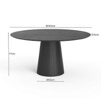 Mesa De Jantar Redonda 160cm Scandi 8 Lugares Lamina Natural De Madeira Preto - 4