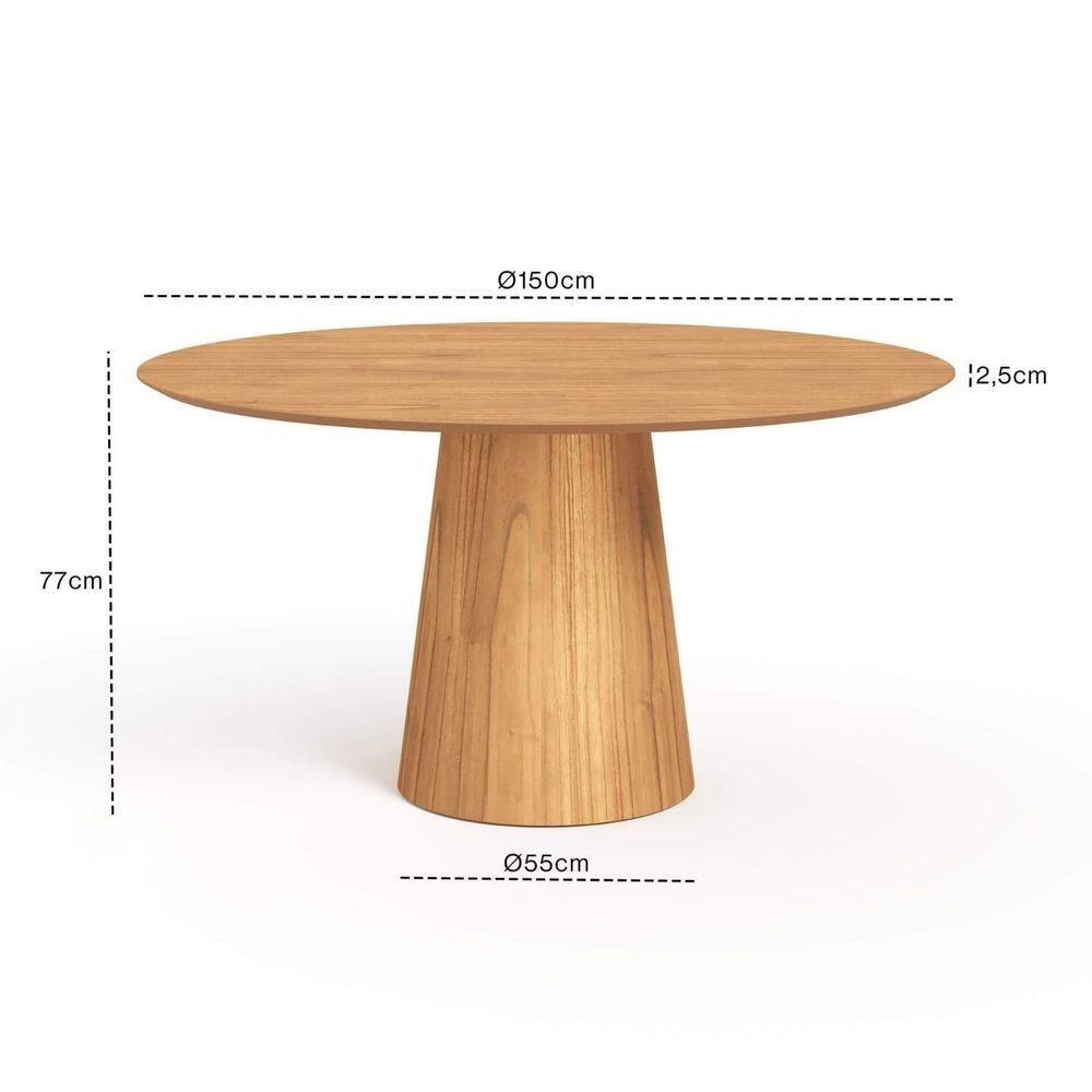 Mesa De Jantar Redonda 150cm Scandi 8 Lugares Lamina Natural De Madeira Mel - 6