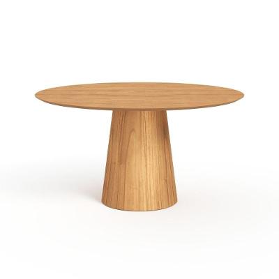 Mesa De Jantar Redonda 150cm Scandi 8 Lugares Lamina Natural De Madeira Mel