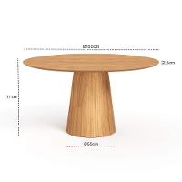 Mesa De Jantar Redonda 150cm Scandi 8 Lugares Lamina Natural De Madeira Mel - 6