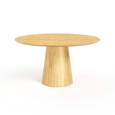 Mesa De Jantar Redonda 150cm Scandi 8 Lugares Lamina Natural De Madeira Damasco