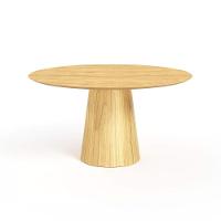 Mesa De Jantar Redonda 150cm Scandi 8 Lugares Lamina Natural De Madeira Damasco - 1
