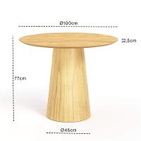 Mesa De Jantar Redonda 100cm Scandi 4 Lugares Lamina Natural De Madeira Damasco - 4