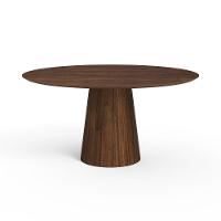 Mesa De Jantar Redonda 160cm Scandi 8 Lugares Lamina Natural De Madeira Castanho - 1