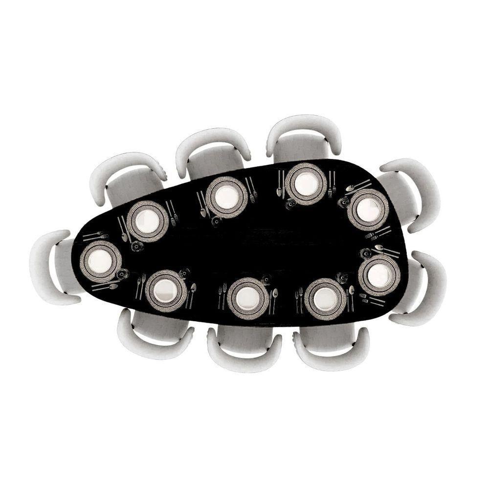 Mesa De Jantar Orgânica Breeze 2,40 X 1,20m 9 Lugares Lâmina Natural De Madeira Preto - 4