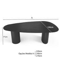 Mesa De Jantar Orgânica Breeze 2,40 X 1,20m 9 Lugares Lâmina Natural De Madeira Preto - 5