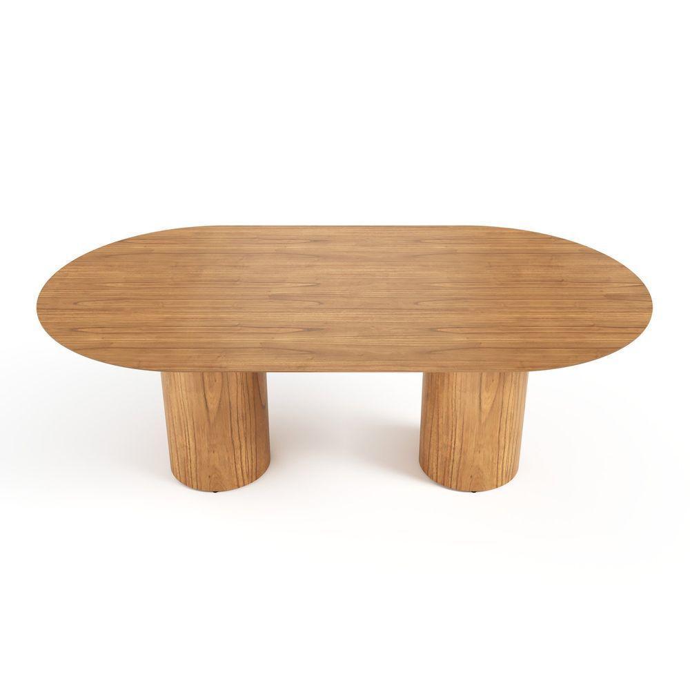 Mesa De Jantar West 240cm X 100cm 8 Lugares Lâmina Natural De Madeira Mel - 4