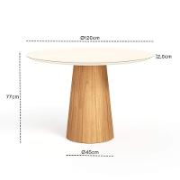 Mesa De Jantar Redonda 120cm Scandi 6 Lugares Lamina Natural De Madeira Off White Vidro - 4