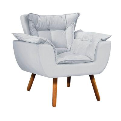 Poltrona Odisseia Suede Pés Palito Castanho D'rossi Cinza