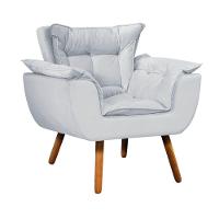 Poltrona Odisseia Suede Pés Palito Castanho D'rossi Cinza - 1