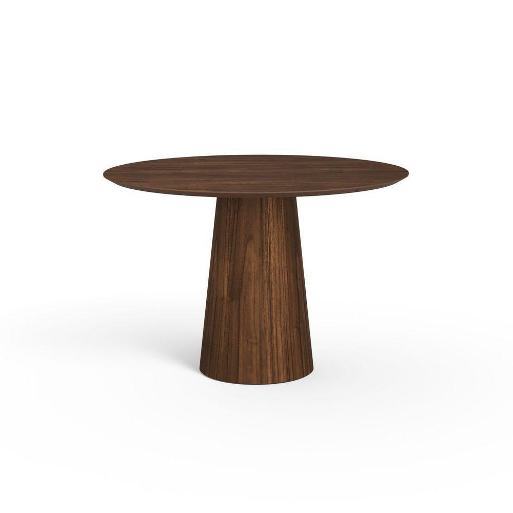 Mesa De Jantar Redonda 120cm Scandi 6 Lugares Lamina Natural De Madeira Castanho - 1