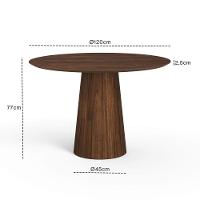 Mesa De Jantar Redonda 120cm Scandi 6 Lugares Lamina Natural De Madeira Castanho - 4